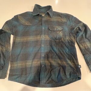 Howler Brothers Navy and Teal Plaid Shirt